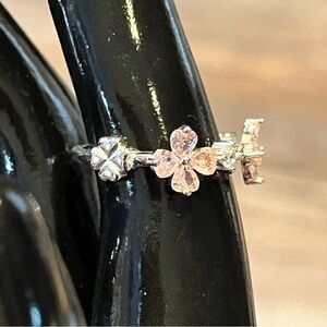 🌙 C1035 - Pink shamrocks and CZ in 925 Silver